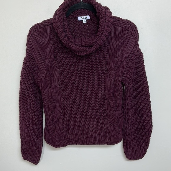 525 America Shaker‎ Turtleneck Sweater Burgundy Size XS - Picture 3 of 7